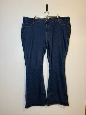 Abercrombie and Fitch mid rise bootcut jeans in dark wash tall inseam thumbnail 2
