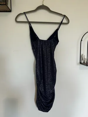 Lucy in the‎ Sky Navy Blue Sparkly Ruched Bodycon Mini Dress Size XS thumbnail 2