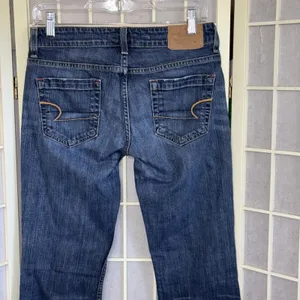 American Eagle Outfitters Vintage Y2K Hipster Flare Festival Blue‎ Jeans Size 2R thumbnail 2
