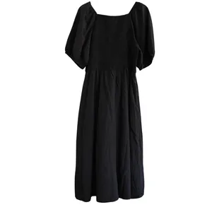 Baltic Born 1X Stefania Midi‎ Dress Black Smocked Puff Sleeve Wedding Guest NEW thumbnail 11