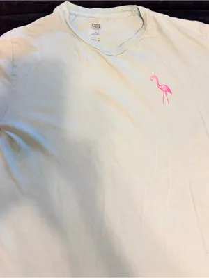 Obey Vintage Light Blue T-Shirt with Pink Flamingo Graphic thumbnail 2