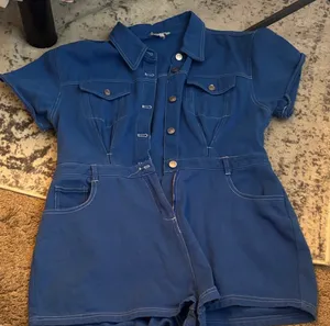 Peach Love Denim Romper thumbnail 1