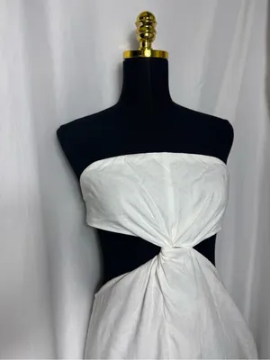 Strapless White Twist-Front party fit wedding Cutout Midi Dress vacation Large thumbnail 3
