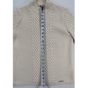 Geiger Cream Wool Cable Knit Mock Neck Sweater Basketweave White Austrian thumbnail 7