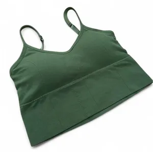 Olive Green Minimalist Sports Bra with Adjustable Straps thumbnail 2