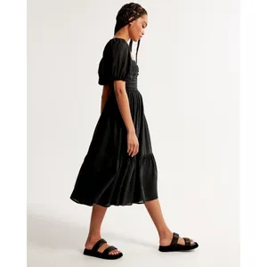 Abercrombie & Fitch Emerson Drama Bow-Back Black Maxi Dress Size XS thumbnail 2
