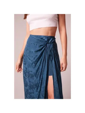 Band of the Free NWT Women's Celene Deep Teal Layered Midi Skirt - L thumbnail 3