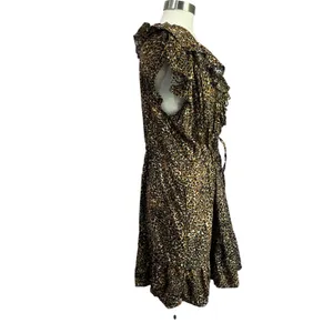 Old Navy Leopard Print Waist Defined Ruffle Trim Mini Dress Size‎ XL thumbnail 2