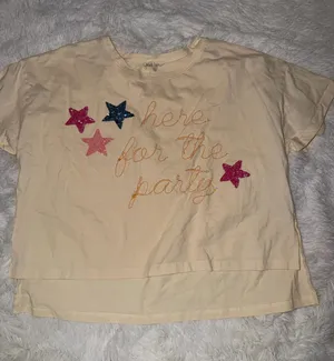 Peach Love Graphic Tee “here for the party” with Star Size Large thumbnail 1