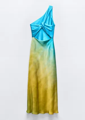 ZARA Asymmetrical Satin Effect Tie Dye Dress thumbnail 3