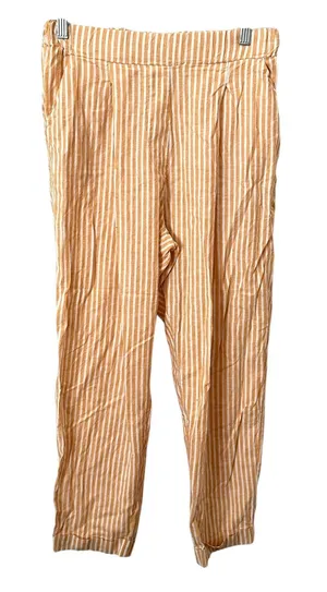 NICOLETTA FASANI Linen Blend Striped‎ Pant Yellow Large thumbnail 1