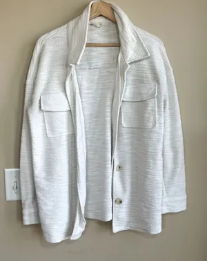 Anthropologie hem & thread white button front cardigan sweater women's L‎ knit thumbnail 1