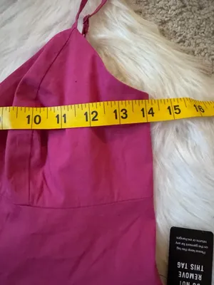 NWT Express Fuchsia Bubble Hem Mini Dress Spaghetti Strap V-Neck Size S thumbnail 9