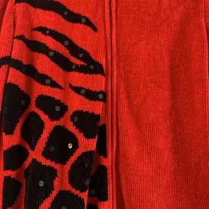 Elizabeth New York Cardigan XL Red Black Animal Print Chenille Studded thumbnail 6