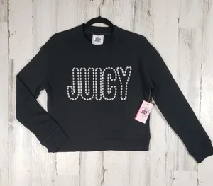 NWT Juicy by Juicy Couture Black Silver Graphic Sweatshirt Women's Size XS thumbnail 1