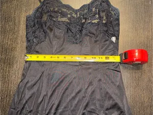 Vintage 1900s Wonder Maid Black Lace Full Slip Union Made Nylon thumbnail 4