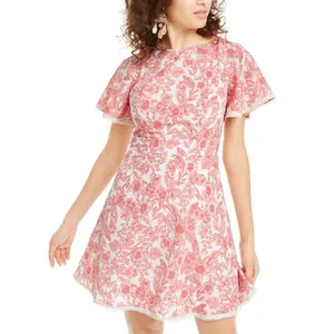B Darlin Womens Juniors Floral Print Open Back Mini Dress 3CMT257 Pink 11/12 thumbnail 5