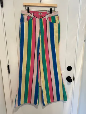 Wrangler Wanderer 622 High Rise Flare Jeans Womens Size 30x34 Multicolor Striped thumbnail 5