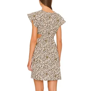 Rails Nyla Olive Vine Cut Out‎ Mini Dress Medium Green Floral Boho Summer Cotton thumbnail 3