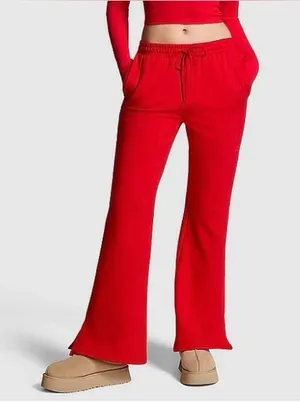 Victoria's Secret PINK Ivy Fleece Split-Hem Flare Sweatpants Red XL NWT thumbnail 1