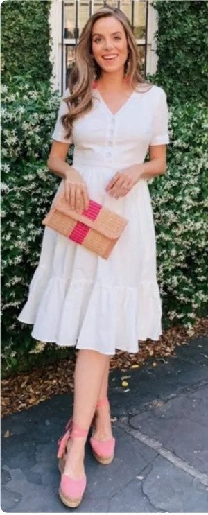Gal Meets Glam Womens Angela White Linen Cotton Cottagecore Ruffle Dress Size 16 thumbnail 1