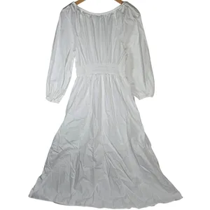 J. Crew V-Neck Midi Dress in Cotton Poplin in White S BR931‎ thumbnail 2