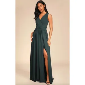 Lulus Thoughts of Hue Emerald Green Surplice Maxi Dress Formal Large NWT thumbnail 4