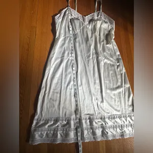Vintage White Lace Nylon Tricot Slip, Size 44 (Modern XL) thumbnail 2