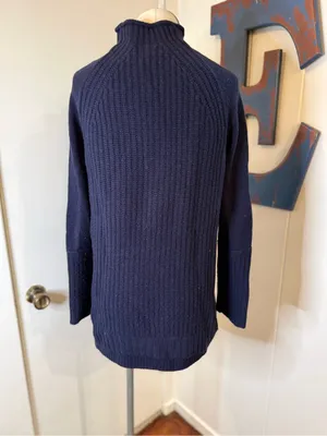 J. Crew Women’s Navy Ribbed Mock Neck Sweater Sz XS thumbnail 2