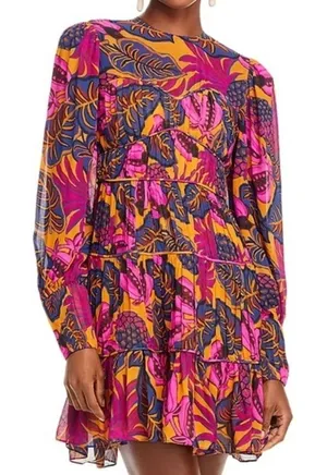 Farm Rio |‎ Fruit Dream Long Sleeve Pleated Tiered Dress thumbnail 1