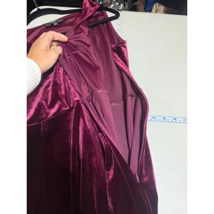Lulus Crushing It Maxi Dress Size L Burgundy Velvet Slit Gown Old Hollywood NWT thumbnail 13