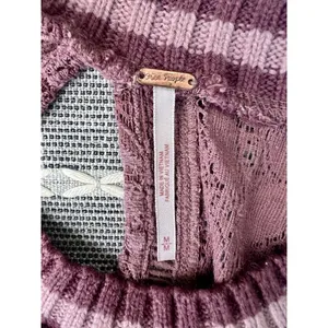 Free People Maisie Tunic Tank Blush M Crochet Keyhole Lace Swing Top Peplum thumbnail 5