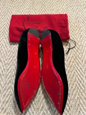 Christian Louboutin Green Velvet Pointed Toe Flats | Size 37 thumbnail 2