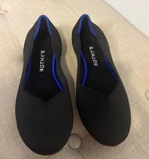 Rothy's Black Knit Slip-On Loafers with Blue Interior Trim 7.5 thumbnail 1