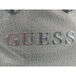GUESS Gray/Black Logo Print Satchel Top Handle Bag Zip w/ Detachable Strap thumbnail 2