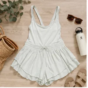 Free People Movement Shorts Romper, white thumbnail 2