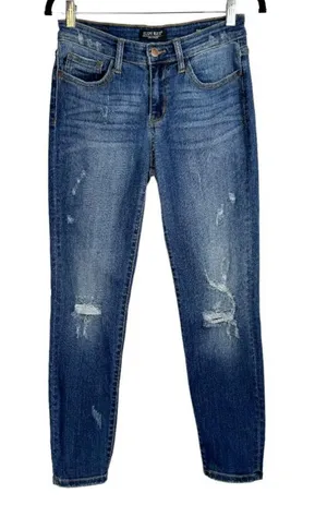 Judy Blue Relaxed Fit Stretch Denim Jeans Sz 28 Dark Wash Distressed thumbnail 3