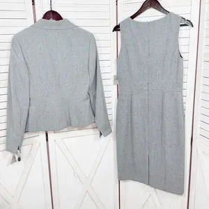 Kasper Sheath Dress Blazer Suit Women 4 Sharkskin Grey‎ Professional Business thumbnail 10