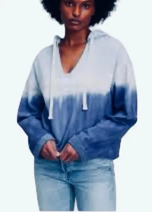NWT Gap Tie Dye Vneck Hoodie Sweatshirt Blue White L Soft Comfy thumbnail 1