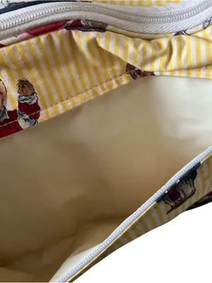 Vintage Ralph Lauren Polo Bear cosmetic travel bag yellow white pinstriped thumbnail 7