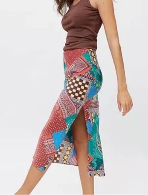 Urban outfitters‎ maise patchwork midi skirt xs thumbnail 1