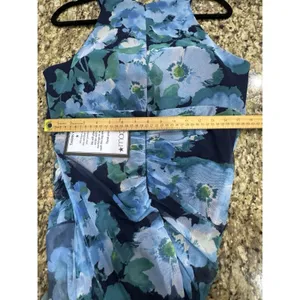 Betsy & Adam‎ Women's Size 12 Blue Floral Mesh Gown NWT Zip Back Halter Neck thumbnail 7