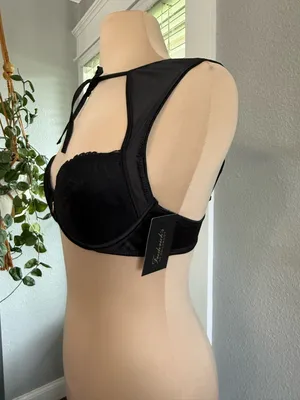 NWT Frederick's of Hollywood Lace Front-Close Push-Up Bra with Neck Tie Size M thumbnail 2