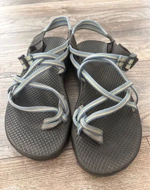 Chaco Z/Cloud 2 Sandals Womens Blue Tan Double Strap Toe Loop Vibram Sole thumbnail 1