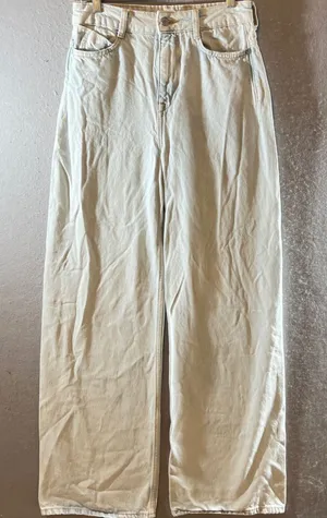 874 | Zara High Rise Wide Leg Relaxed Cotton Denim Jeans Light‎ Wash Womens 4 thumbnail 1