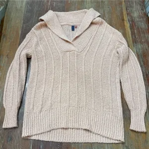 Anthropologie Pilcro Baby Pink V Neck Sweater XS thumbnail 1