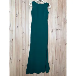 NWT Lulus Exquisite Refinement Emerald Backless Bow Ruffled Maxi Dress Gala Sz M thumbnail 2