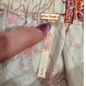 Free People M Medium Gaia Floral Stripe Cotton Mini Circle Skirt Cream Boho NEW thumbnail 2