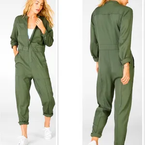 NWT Fabletics Everleigh Woven Jumpsuit Utility Long Sleeve Safari Green L thumbnail 3