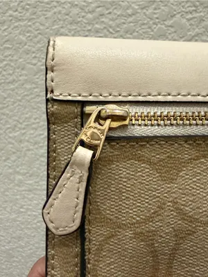 COACH Chalk/ Khaki Coated Signature Canvas Slim Trifold Wallet thumbnail 12